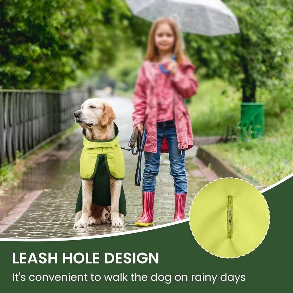 New Fashionable Adjustable Dog Raincoat Leash Hole, Reflective, up to19